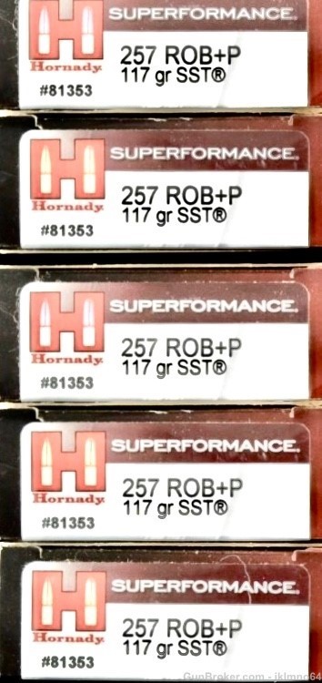 100 rounds of Hornady 257 Roberts +P 117 grain SST brass cased rifle ammo-img-0