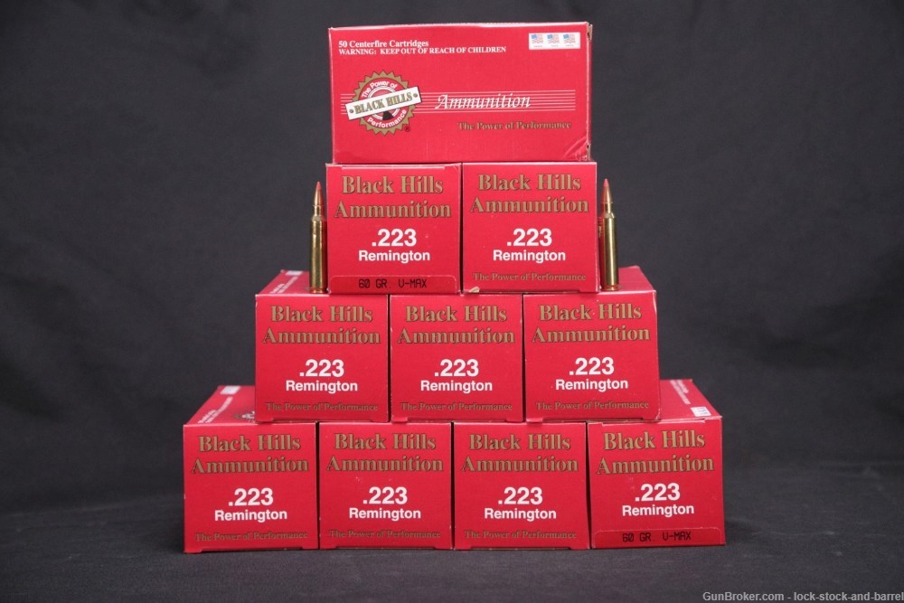 500x .223 Rem. Match Ammunition Black Hills 60 Grain V-Max Bullets-img-2