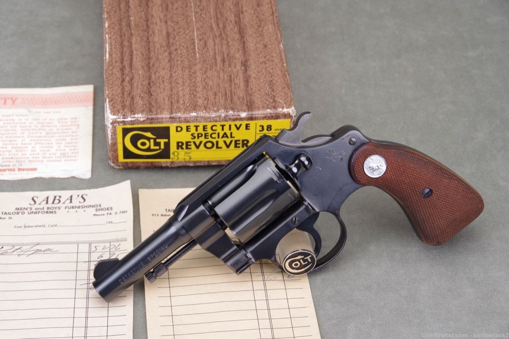 1965 Colt Detective Special 3'' Blue w Orig. Box Papers Sales Receipt 98%+ -img-0