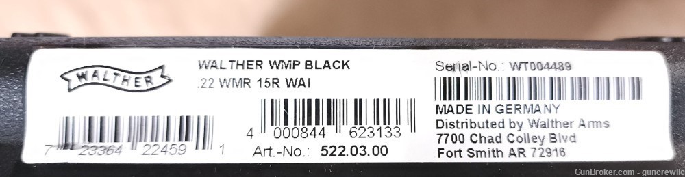 Walther WMP 22WMR Optics Ready 22Mag 22 Mag OR 4.5" 5220300 Layaway-img-14