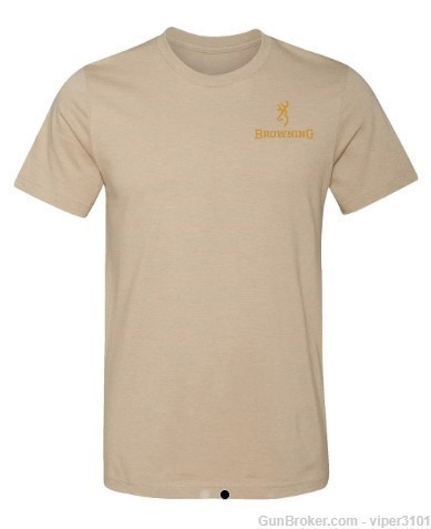 Browning Men's Waterfowl Buckmark T-Shirt - Heather Tan - XL-img-1