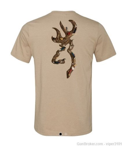 Browning Men's Waterfowl Buckmark T-Shirt - Heather Tan - XL-img-0
