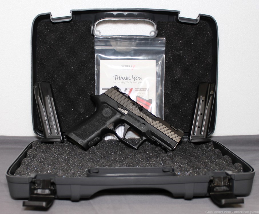 SIG P320 / ZEV Z320 XCompact Octane 9mm Pistol, 2 (two) 15 Rnds Mags, Case-img-0