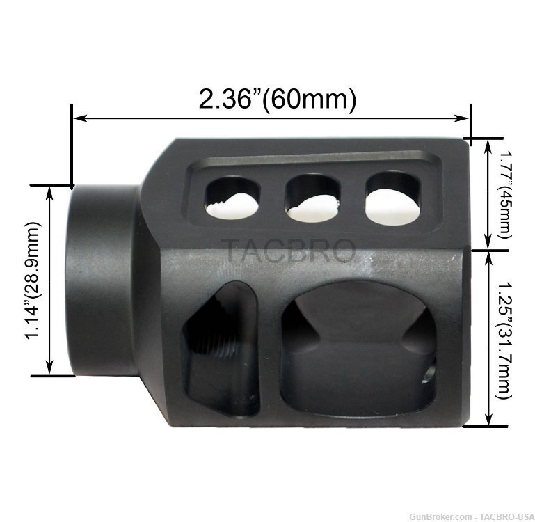 TACBRO Black Kel-Tec KSG 15/16x32 TPI Thread Pitch Muzzle Brake With Washer-img-2