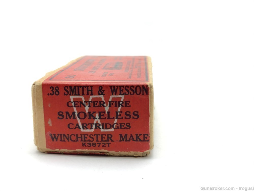 Winchester .38 S&W Vintage 2 PC Box 30 Rounds Circa 1920's-img-2