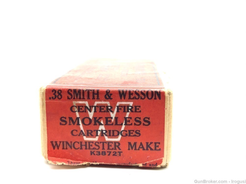 Winchester .38 S&W Vintage 2 PC Box 30 Rounds Circa 1920's-img-4