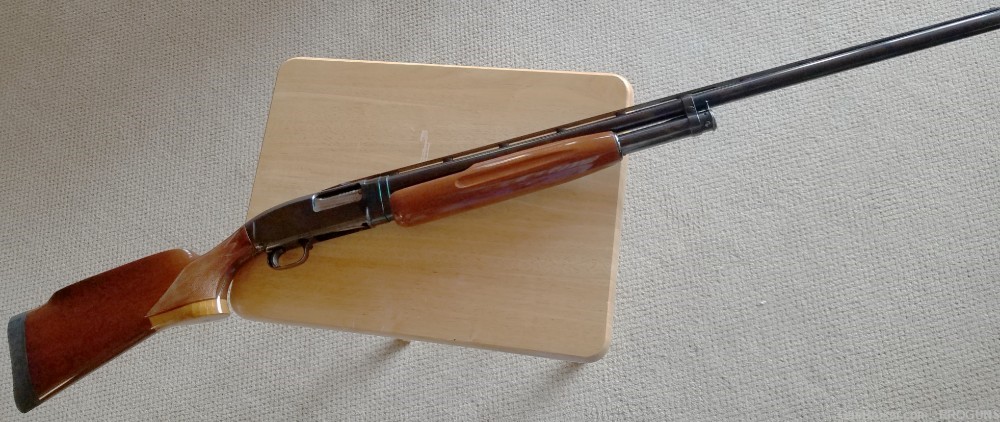 Winchester Model 12 shotgun, 30 inch full, 2 pin milled rib, custom stock, -img-0