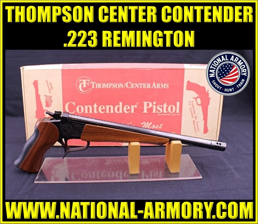 THOMPSON CENTER CONTENDER .223 REMINGTON 14” BARREL SINGLE SHOT W/ BOX-img-0