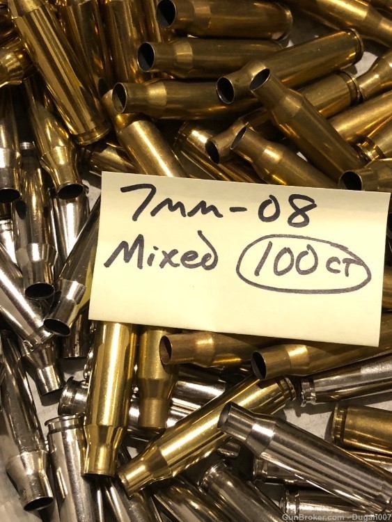 7mm-08 fired brass and nickel casings 100 count mixed headstamped -img-4