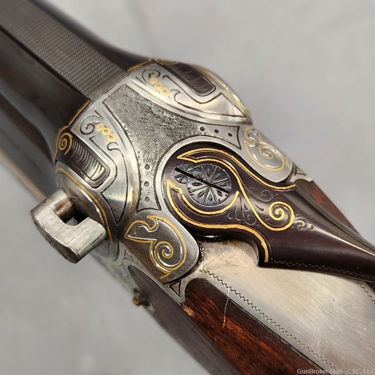 Fortuna over under 12 gauge shotgun with exquisite hand engraving 28"-img-35