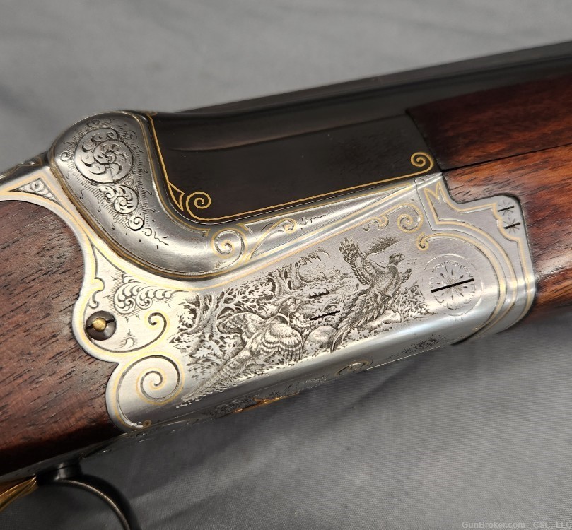 Fortuna over under 12 gauge shotgun with exquisite hand engraving 28"-img-2