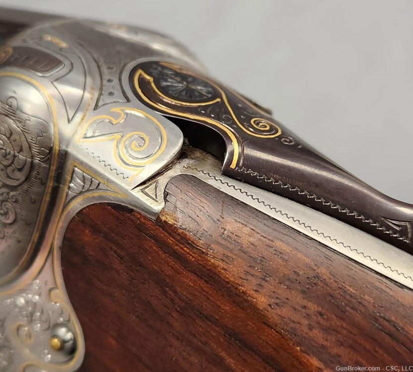 Fortuna over under 12 gauge shotgun with exquisite hand engraving 28"-img-29