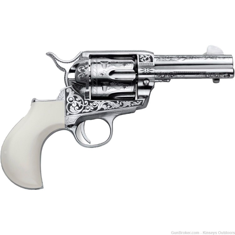 Cimarron Huckleberry Revolver 45 Long Colt 3.5 in. Ivory Nickel 6 Shot-img-0