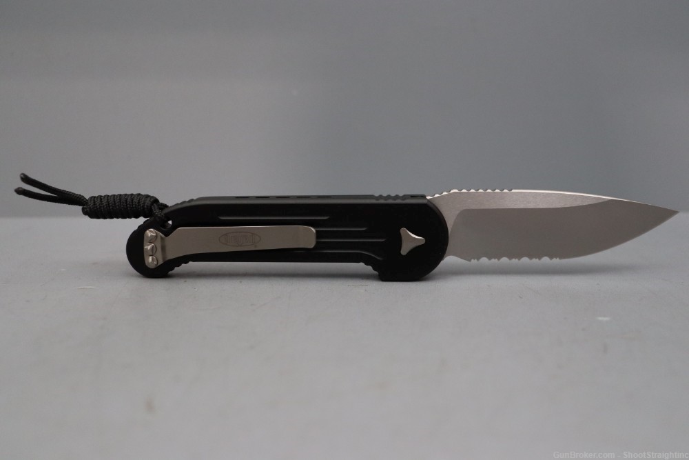 Microtech Black L.U.D.T. w/ Stonewash Partial Serrated Blade-img-2