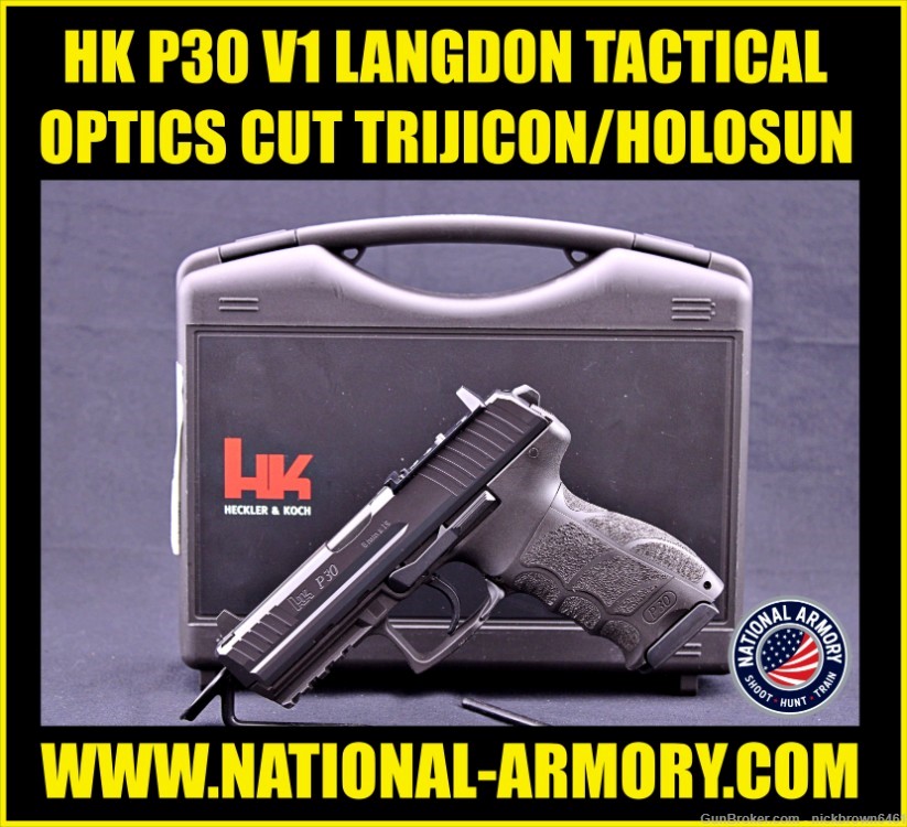 H&K P30 V1 9MM 3.85" 2 MAGS LANGDON TACTICAL OPTIC CUT & PLATE RMR/HOLOSUN-img-0