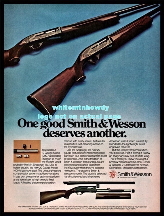 1976 SMITH & WESSON 1000 12 & 20 gauge Shotgun AD-img-0