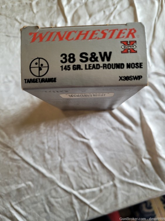 Winchester .38 S&W 145 GR. Lead Round Nose ammo, 50 Rounds 1 Full Boxe-img-0