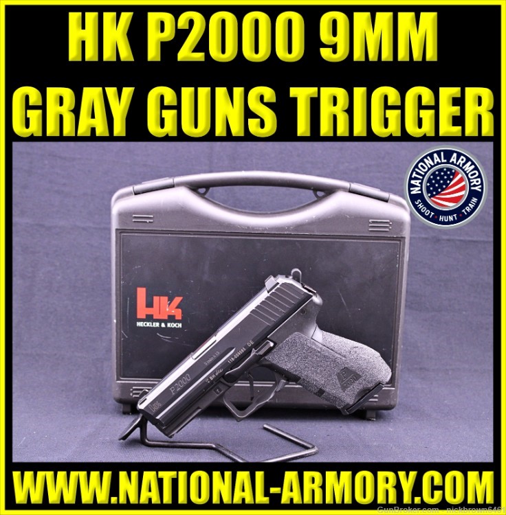 HECKLER & KOCH HK P2000 9MM 3.5" GRAY GUNS TRIGGER TALON GRIPS 4 MAGAZINES -img-0