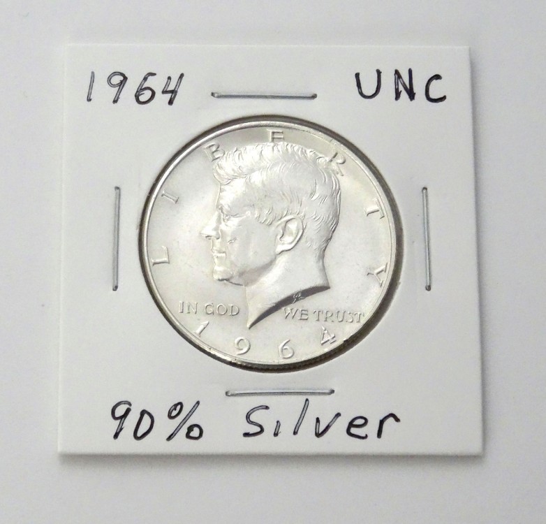 1964 Kennedy Half Dollar Uncirculated 90% Silver, Item byy-img-0