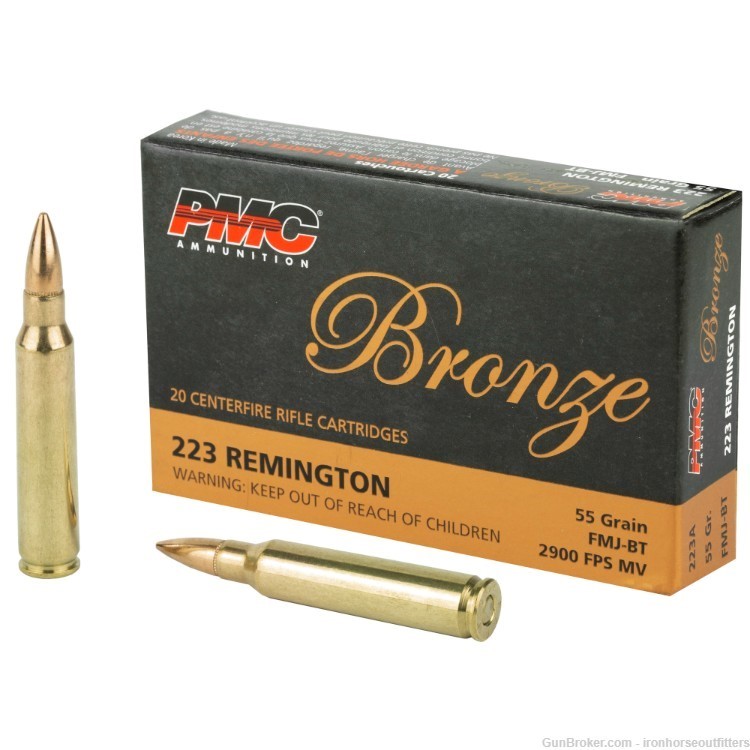 PMC Bronze Ammunition .223 Rem 55 Grain FMJ 20 Rounds-img-0