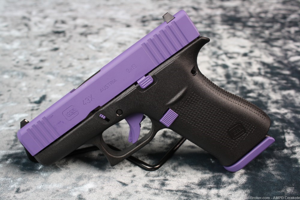 Glock 43X 9mm 10rd Custom Cerakote Bright Purple NEW-img-0