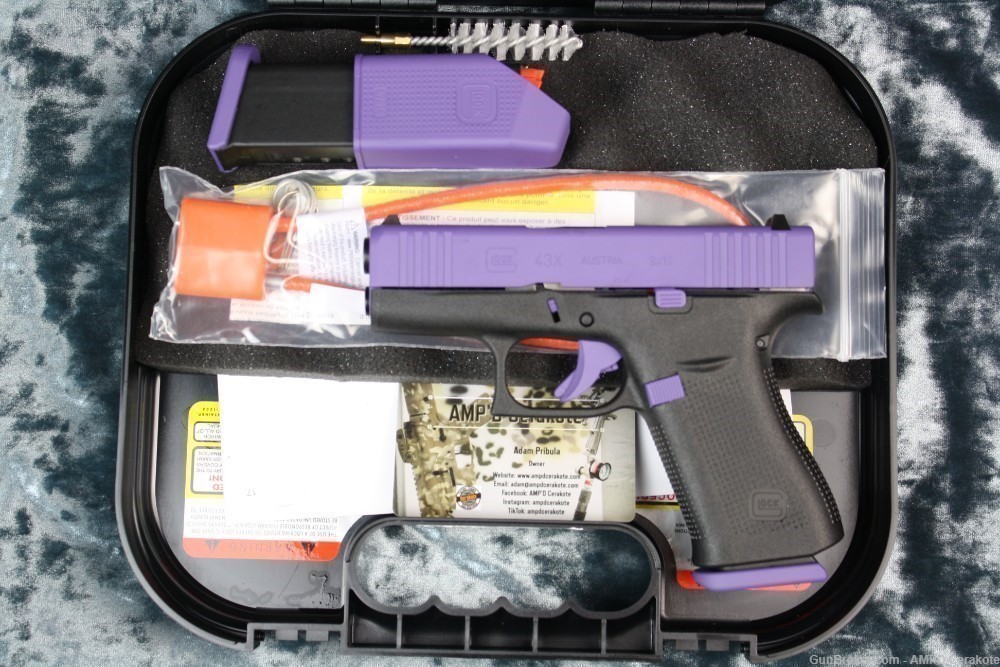 Glock 43X 9mm 10rd Custom Cerakote Bright Purple NEW-img-7