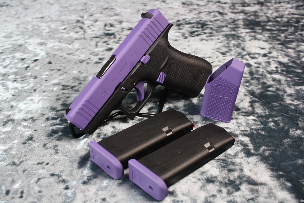 Glock 43X 9mm 10rd Custom Cerakote Bright Purple NEW-img-6