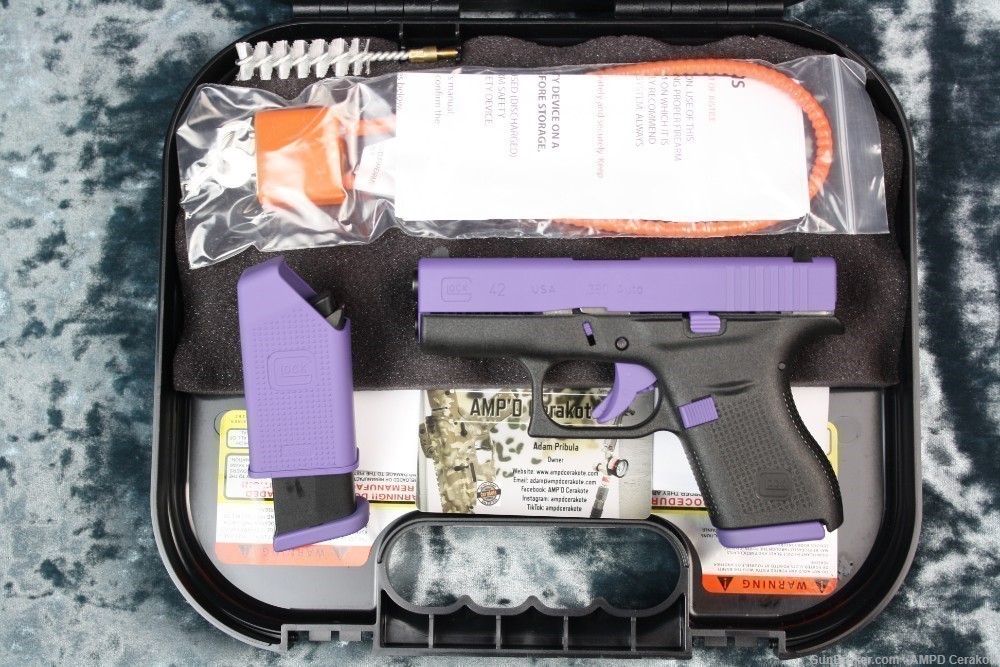 Glock 42 .380 6rd Custom Cerakote Bright Purple NEW-img-7