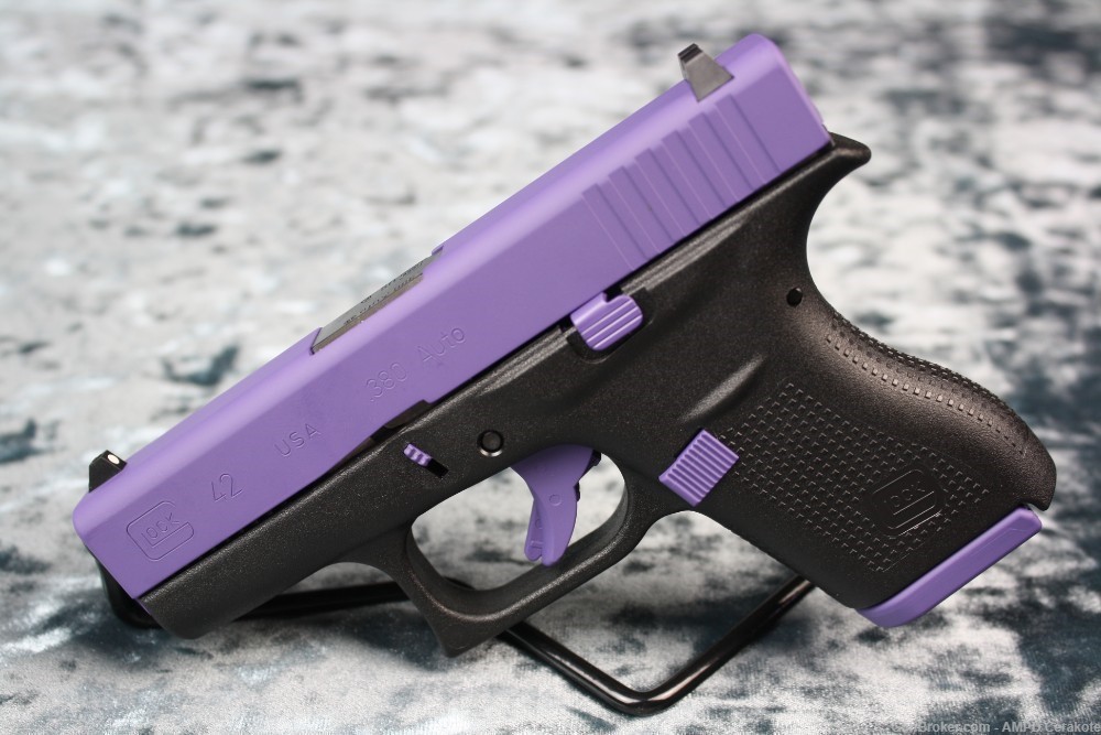 Glock 42 .380 6rd Custom Cerakote Bright Purple NEW-img-0