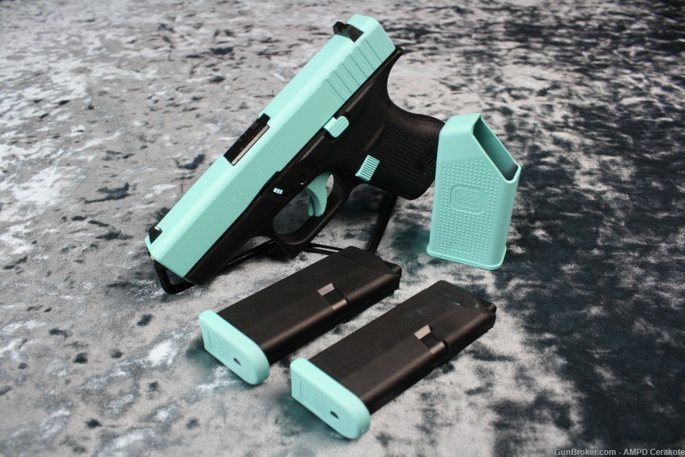 Glock 42 .380 6rd Custom Cerakote Robin's Egg Blue NEW-img-6