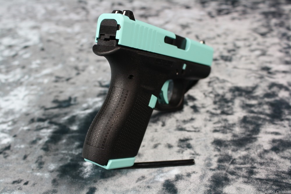 Glock 42 .380 6rd Custom Cerakote Robin's Egg Blue NEW-img-2