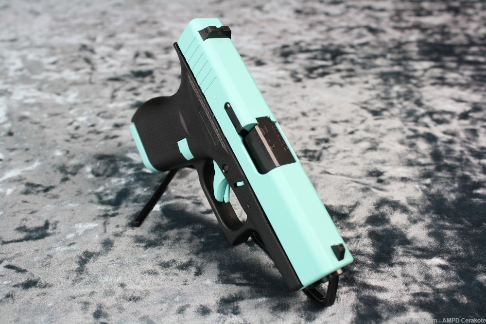 Glock 42 .380 6rd Custom Cerakote Robin's Egg Blue NEW-img-4