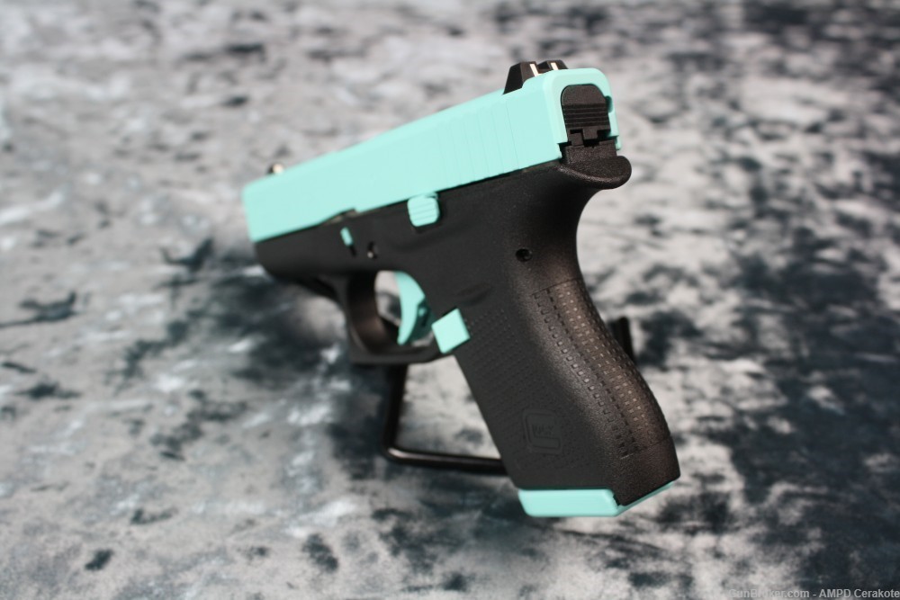 Glock 42 .380 6rd Custom Cerakote Robin's Egg Blue NEW-img-1