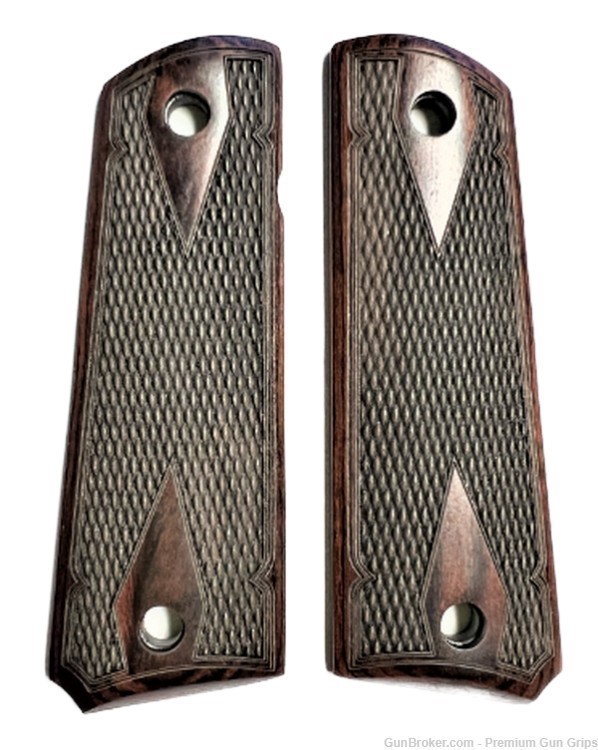 1911 grips full-size fits Classic Double D Rosewood Plus 4 gold screws-img-0