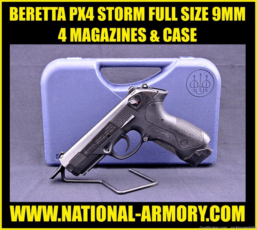 BERETTA PX4 STORM 9MM FULL SIZE 4.0" FACTORY CASE 4 MAGS SAFETY / DECOCKER-img-0