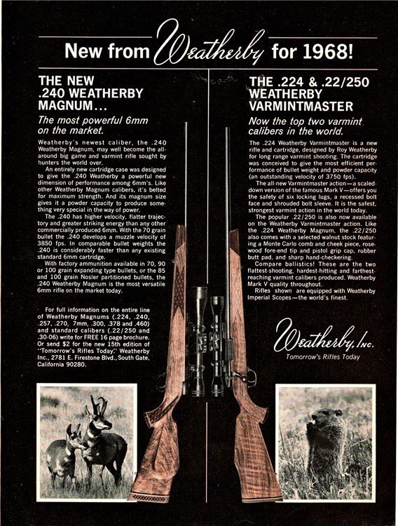 1968 WEATHERBY Magnum & Varmintmaster Rifle PRINT AD-img-0