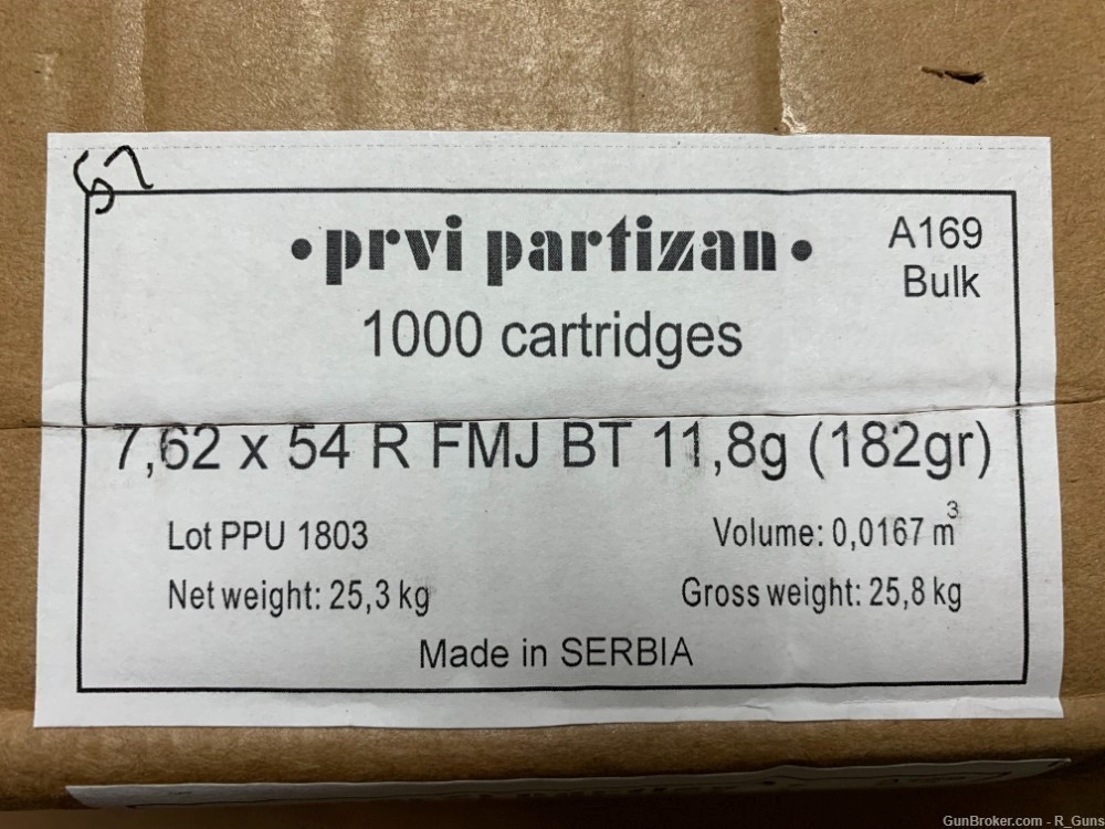 Prvi Partizan PPU 7.62x54R FMJ BT 182GR 1000 rounds-img-2