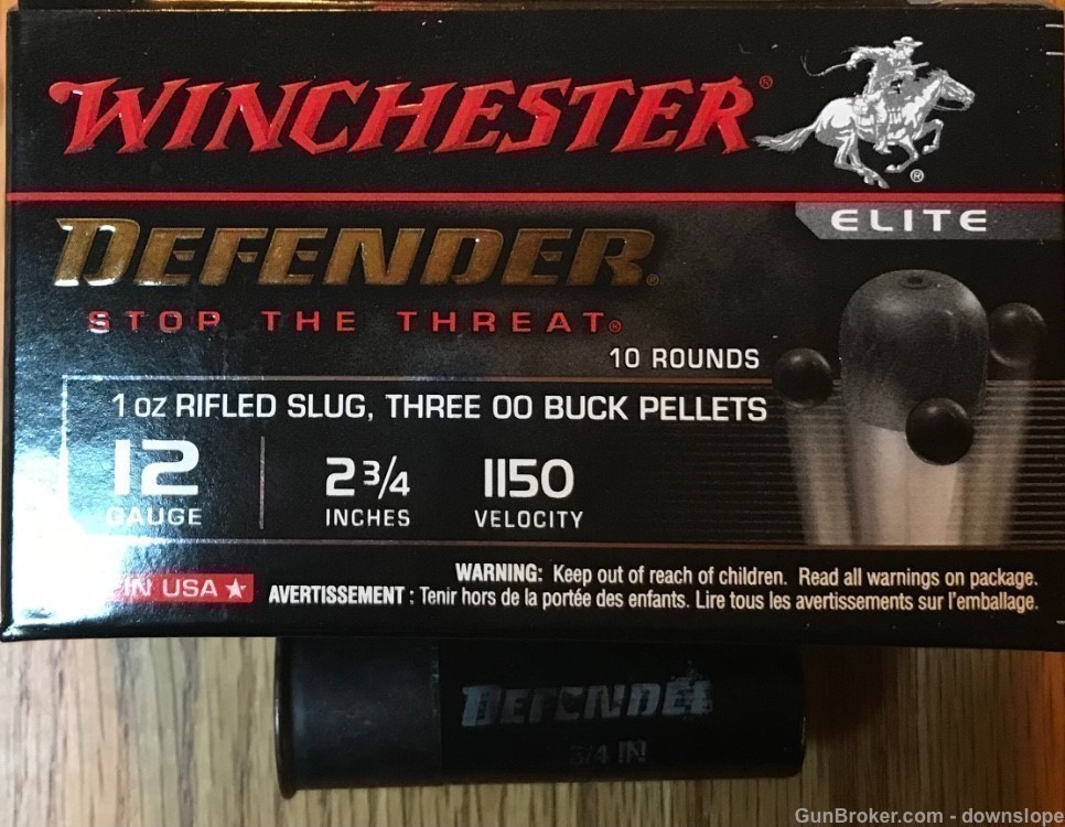12 ga 2 3/4" SLUG + 00 BUCK Winchester Defender Elite 10 rds-img-1