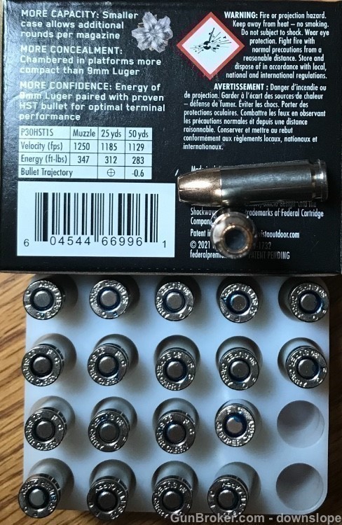 30 SUPER CARRY 100 gr Federal Premium HST JHP Hollow Point 20 rds-img-1