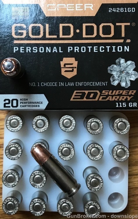 30 SUPER CARRY 115 gr GOLD DOT Hollow Point Speer 20 rds-img-0