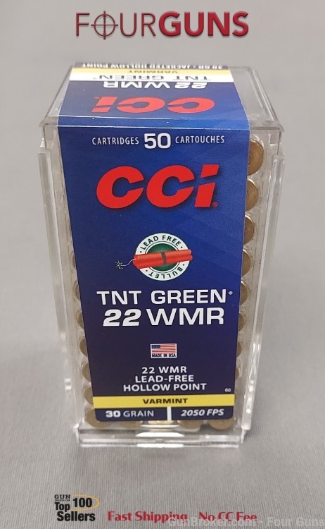 CCI Varmint TNT Green .22 WMR 30gr JHP Ammo 50rds CCI60-img-0