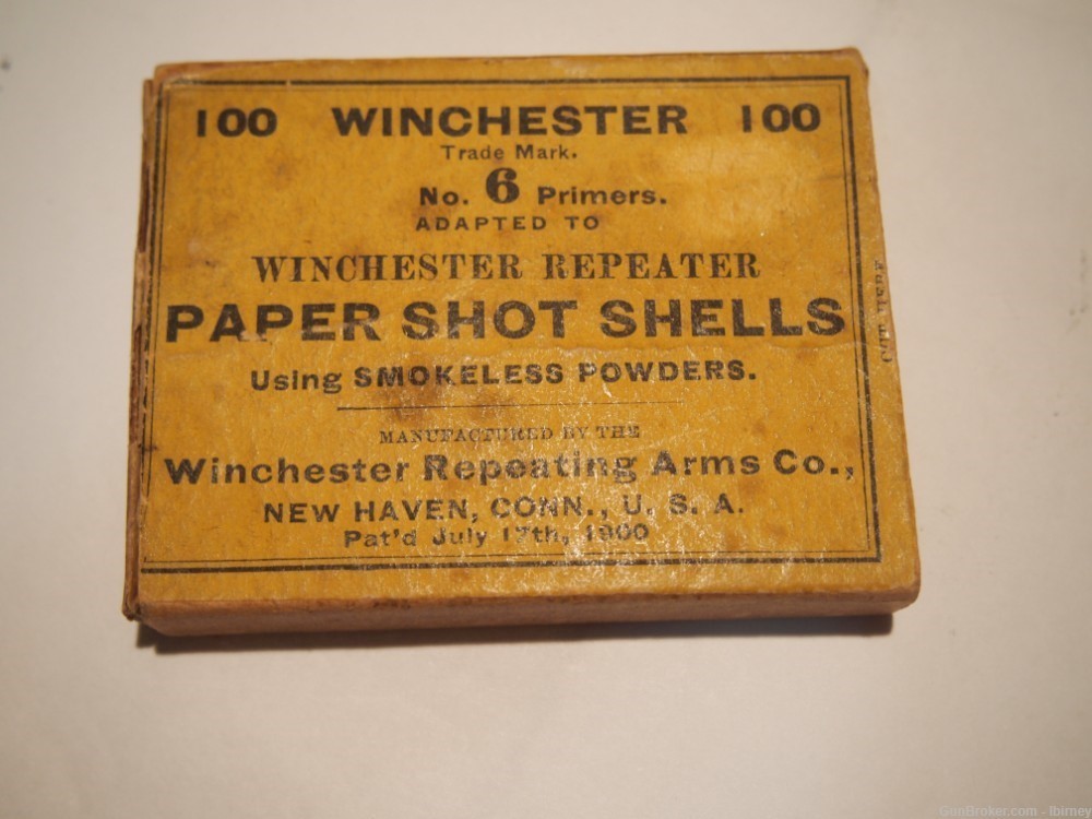VINTAGE WINCHESTER PAPER SHOT SHELL PRIMERS PATD 1900-img-0