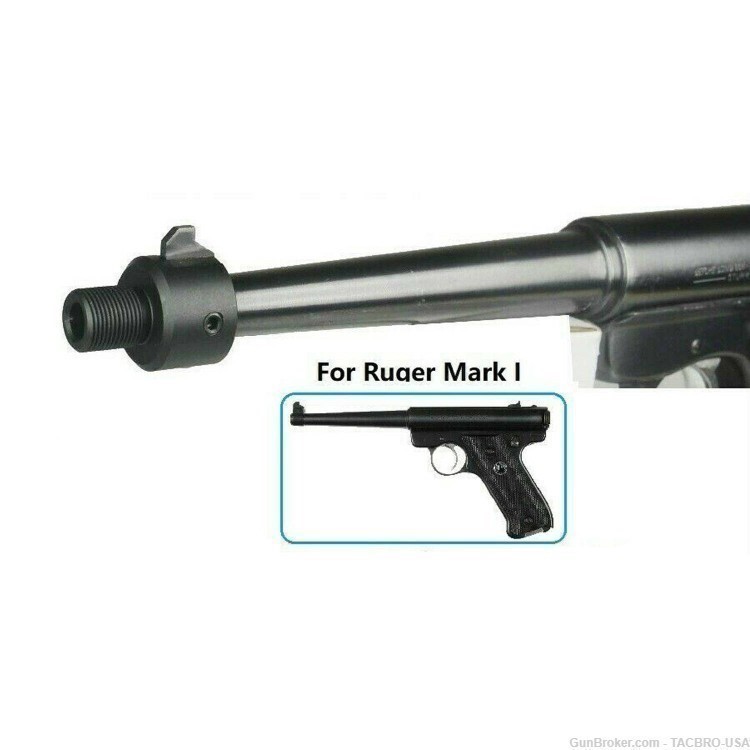 TACBRO Ruger .22 Mark 1,2,3 Tapered Barrel 1/2"x28 TPI Muzzle Brake Adapter-img-4