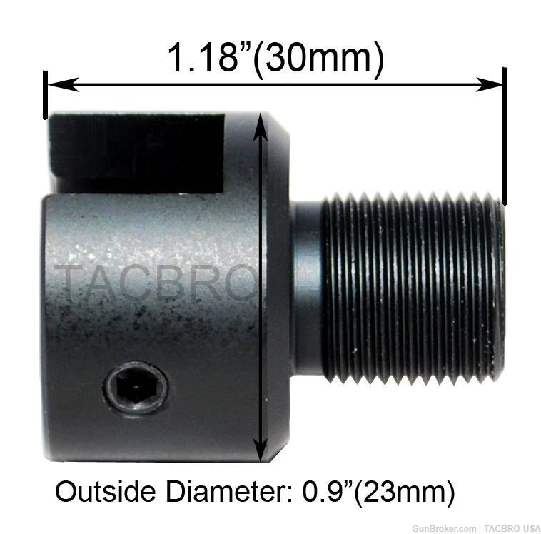 TACBRO Ruger .22 Mark 1,2,3 Tapered Barrel 1/2"x28 TPI Muzzle Brake Adapter-img-2
