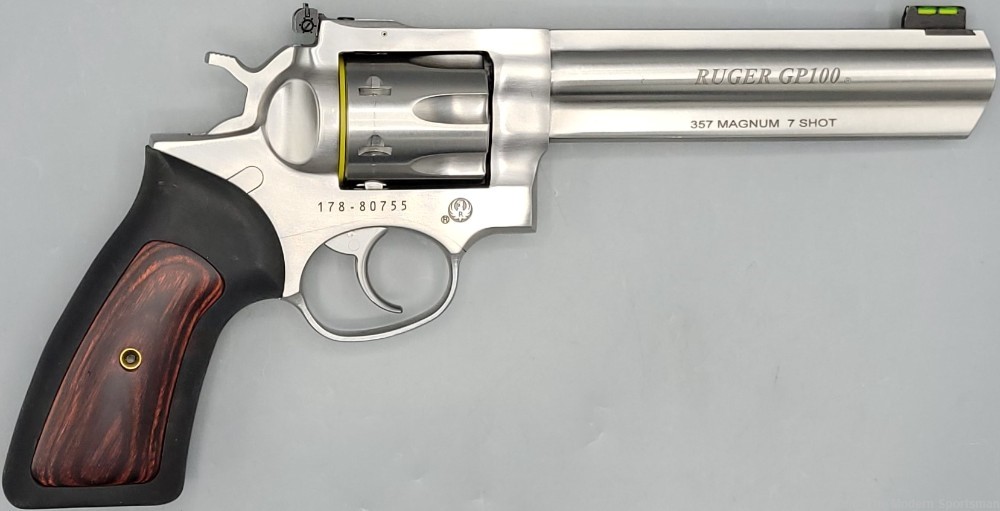 Ruger GP100 .357 Magnum 6" Stainless 7 Round Revolver SA/DA 357MAG 357 MAG -img-1