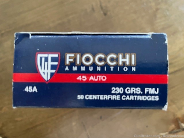 FIOCCHI .45 Auto 230 GRS. FMJ; Stored in Ammo Safe-img-1