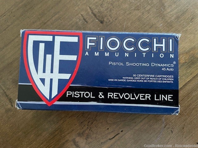 FIOCCHI .45 Auto 230 GRS. FMJ; Stored in Ammo Safe-img-0