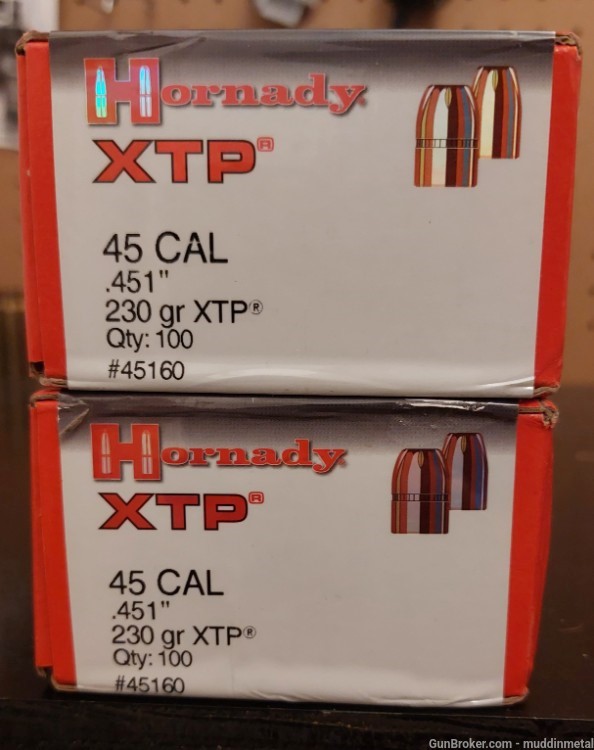 200 Hornady XTP bullets .451 45 cal 230 grain jhp 230gr 230g 2 Boxes-img-0