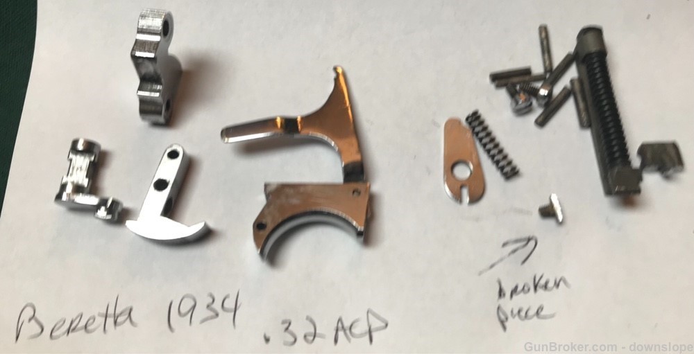 Beretta 1934 Factory NICKEL PARTS SET USED .32 ACP hammer sear trigger assm-img-0
