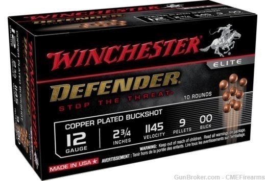 Winchester Defender Copper 12Ga 2.75 Inch, 9Plt 00 Buck  SB1200PD-img-0
